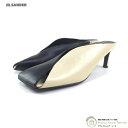 ジルサンダー (JIL SANDER) スクエアトゥ レザー ハイヒール ミュール バイカラー J16WP0004 ブラック×ホワイト #37【新品】