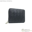 ボッテガ ヴェネタ （BOTTEGA VENETA） イントレチャート コンパクトジップアラウンドウォレット 二つ折り ラウンド 財布 749426 グレー系×ブルー系【新品】