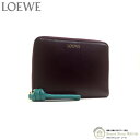 ロエベ 財布（レディース） 【2,000円OFFクーポンで値引き！】ロエベ （LOEWE） ノット コンパクト ジップウォレット 二つ折り 財布 CEM1CWZX01 バーガンディ×エメラルド【新品】