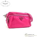 プラダ （PRADA） テスート×サフィアーノ スクエア トライアングルロゴ ショルダー バッグ BT1010 FUXIA【中古】