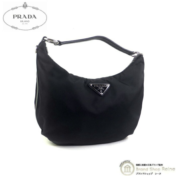 プラダ （PRADA） ナイロン テスート×レザー トライアングルロゴ 肩掛け ショルダー ハンド バッグ BR3332 ブラック【中古】