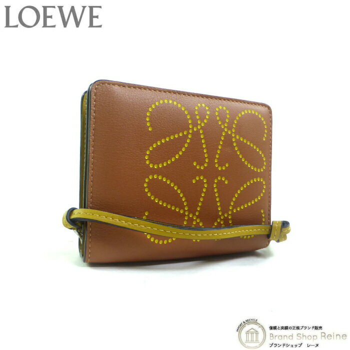 ロエベ 財布（レディース） ロエベ （LOEWE） コンパクト ジップ ウォレット 二つ折り 財布 Tan×Ochre 103.54【新品】