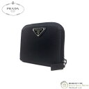 プラダ （PRADA） テスート トライアングルロゴ コンパクト 二つ折り 財布 M522 NERO ヴィンテージ【未使用品】 中古