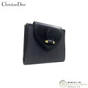 クリスチャンディオール （Christian Dior） トロッター ガマ口 二つ折り コンパクト財布 ブラック ヴィンテージ【美品】 中古