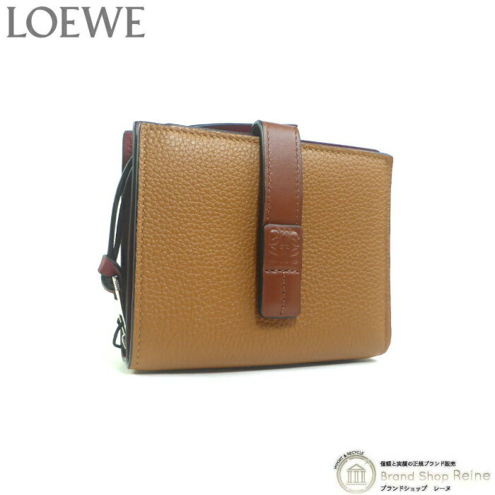 ロエベ 財布（レディース） ロエベ （LOEWE） コンパクト ジップ ウォレット 二つ折り 財布 124.12.Z44 ライトキャメル×ピーカン【新品】