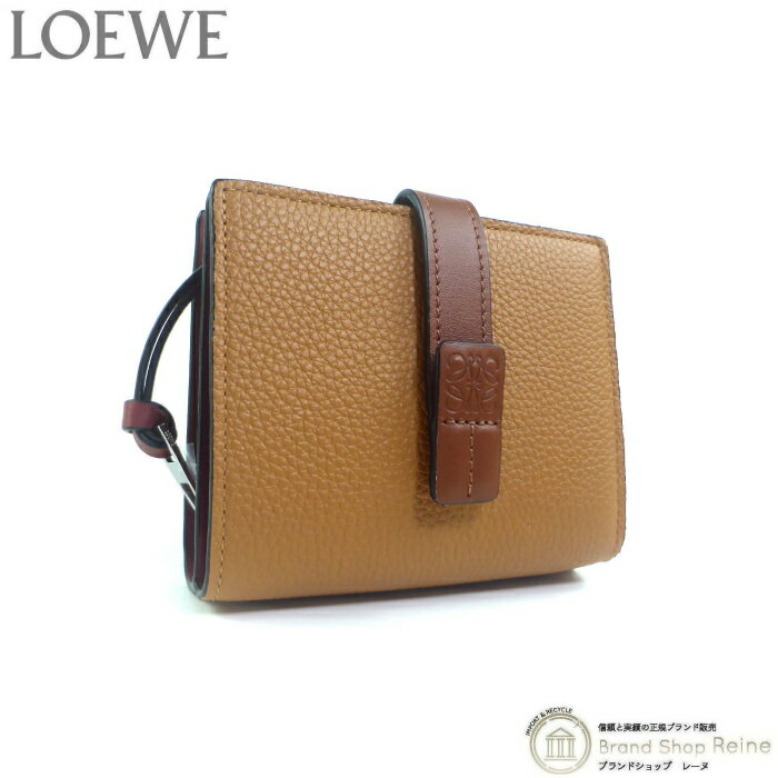 ロエベ 財布（レディース） ロエベ （LOEWE） コンパクト ジップ ウォレット ストラップ 二つ折り 財布 C660Z41X01 ライトキャラメル×ピーカン【新品】