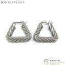 【クーポン利用で値引き!】ボッテガ ヴェネタ (BOTTEGA VENETA) コード トライアングル ツイスト フープ ピアス Ag925 アンティーク仕上げ...