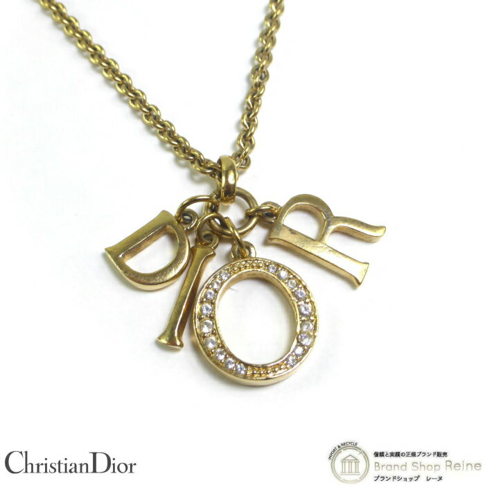 楽天ブランドショップ　Reine【2000円OFFクーポンでお得！】クリスチャンディオール （Christian Dior） ロゴ ネックレス ペンダント ゴールド【中古】