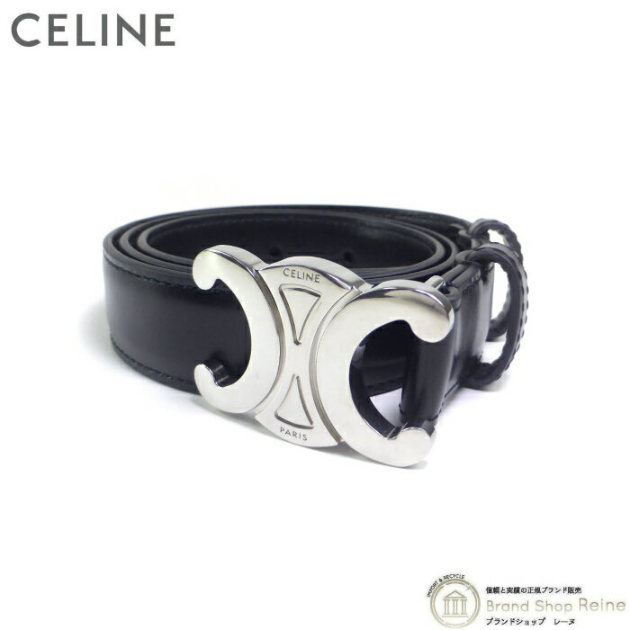 セリーヌ （CELINE） ミディアム トリオンフ ベルト 45AK9 ブラック×SV金具 ＃70【美品】 中古のサムネイル