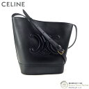 【クーポン利用で値引き!】セリーヌ (CELINE) スモール バケット キュイル トリオンフ ショルダー バッグ 11378 ブラック【中古】