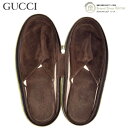 【セール&クーポン利用で更に値引き!】グッチ (GUCCI) スエード ルームシューズ スリッパ フラット 室内履き 携帯用 ケース付き シューズ #11 ブラ...