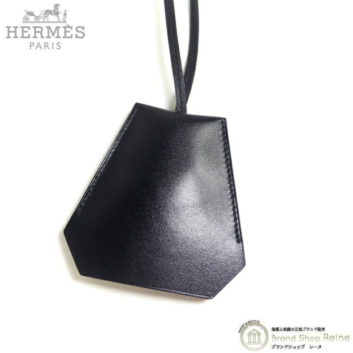 楽天ブランドショップ　Reine【2,000円OFFクーポンでお得！】エルメス （HERMES） クロシェット ボックスカーフ キーリング B刻 ブラック キーケース ストラップ ネックレス【未使用品】 中古