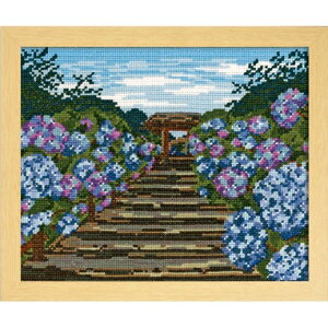 ●取寄品●ゆうパケット送料無料刺繍キット鎌倉明月院の紫陽花クロスステッチ刺しゅうで楽しむ素敵なデザイン刺繍メーカーオリムパス製(額は別売)上級者向