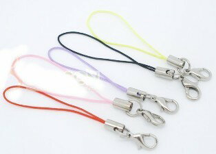 ストラップコード5個入アクセサリーパーツ(カニカン付)5色携帯ストラップひもキーチャームハンドメイド材料5個セット全長65mmサイズ