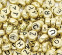 アルファベット500個入ビーズアクリルビーズ(ゴールド)プラスチックビーズプラビーズ仕入れ用商材店舗まとめ買い手芸クラフト作家量販業務パックミックスアソートセッ...