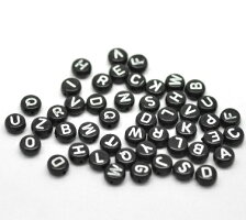 アルファベットビーズ1000個入【プラビーズ】ブラック(イニシャルMIX)アクリル♪プラスチックビーズ(クラフト手芸材料)ミックスアソート(1000個入)/7mm