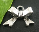 メーカー取寄品300個【メタルチャーム】リボン(アンティークシルバーカラー)/アクセサリーパーツ◆業務パック◆(300本入)/11mm×15mm