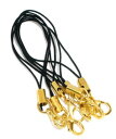 ストラップコード5本(ブラック色)+カニカン金具(ゴールド色)携帯ストラップひもハンドメイド材料(5個入) 全長70mmサイズ