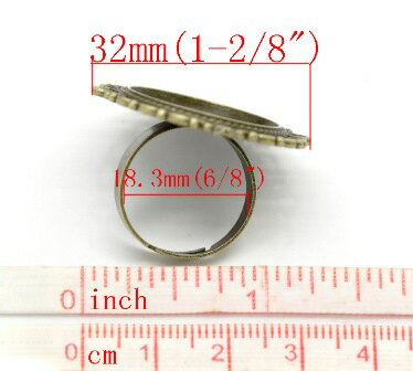 リング指輪台1個入【ミール皿タイプ】（アンティークブロンズカラー）アクセサリーパーツ　ジュエリーパーツ　セッティング金具ベース土台(1個入)／約15号サイズ（調節式） 手芸レネット [ゆうパケット不可]