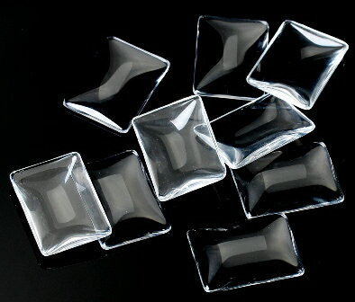 ガラスカボションスクエアカボション長方形 1個 クリアガラス アクセサリーパーツ（33m×23mm）