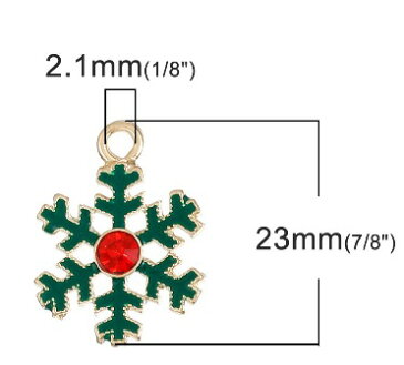 【ラインストーンチャーム】1個／雪の結晶ウィンタークリスマスデザイン／アクセサリーパーツ／23mm×17mm