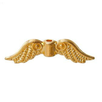 ●取寄品●メタルビーズ1000個天使の羽ビーズエンジェル（ゴールドカラー）メタルパーツ業務パック／23mm×7mm