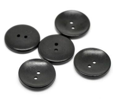 木のボタン 30個入ウッドボタン（ブラック）ウッドボタン手芸クラフト業務パック／30mm