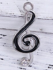 ラインストーン チャーム 20個 パック　音符型 メタルチャームアクセサリーパーツ22mm×10mm