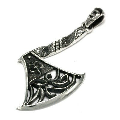 ●取寄品●シルバー925アクセサリーパーツ　斧 アックス シルバーペンダント 大胆で斬新な意匠　ハンドメイドペンダント