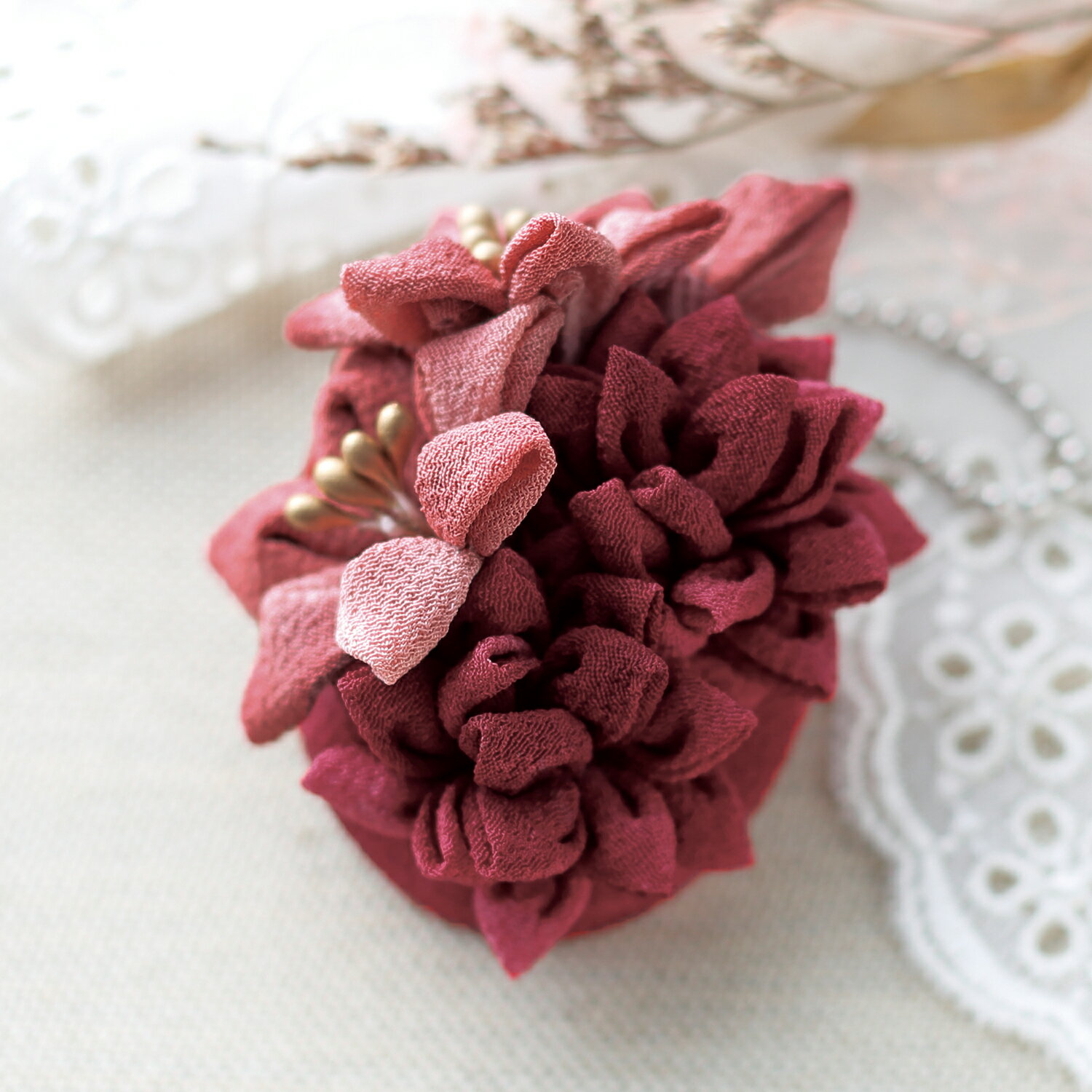 ●取寄品●つまみ細工キット　クラシカルチャーム ユリとダリア(TZ-18A)