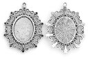 ミール皿(1個入)レジンセッティングプレート金具パーツ カボション台座石座プレート49mm×37mm