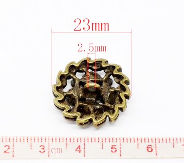 メタルボタン1個アンティーク風のデザインボタン　アクセサリーパーツにも使える金属製ボタン／23mm 3