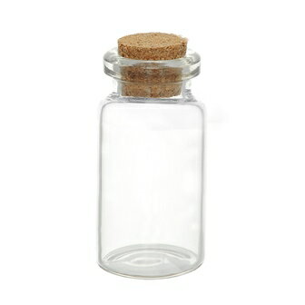 ガラスボトル（1個）ミニサイズのガラス瓶コルクキャップ付ビーズパーツの仕分けコレクションに多肉植物に45mm×22mmゆうパケット不可