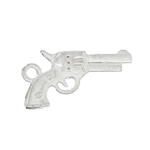 9円パーツ　ピストル型（1個入）メタルチャーム（シルバーカラー）ガン銃デザインチャームアクセサリー..