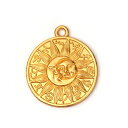メタルチャーム(1個)/Sun And Moon Face デザインチャーム/ピアスイヤリングペンダントネックレスキーホルダーバッグチャームストラップパーツ/2...