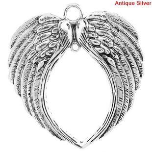 メタルチャーム（1個）天使の羽根天使の翼型　ハンドメイドの材料アクセサリーパーツネックレスやピアスに 大きいサイズ69mm×66mm