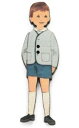 フランス木製ボタン(1個)青いショートパンツの男の子デザイン フレンチウッドボタンアトリエ ボヌール ドゥ ジュール