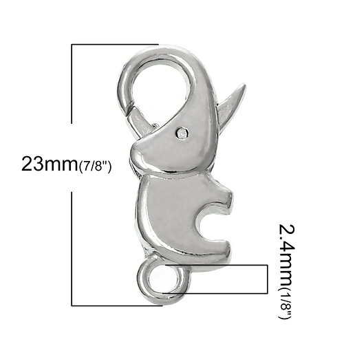 カニカンフック　1個　アクセサリーパーツ（シルバーカラー）開閉金具　留具ナスカン／23mm×12mm