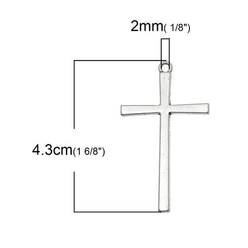 9円パーツ　メタルチャーム1個クロスデザインチャームネックレスピアスペンダントパーツ資材屋43mm×25mm　※1個まで