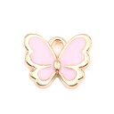 ●取寄品●エナメルチャームメタルチャーム(20個) バタフライデザイン 桃色/13mm×11mm