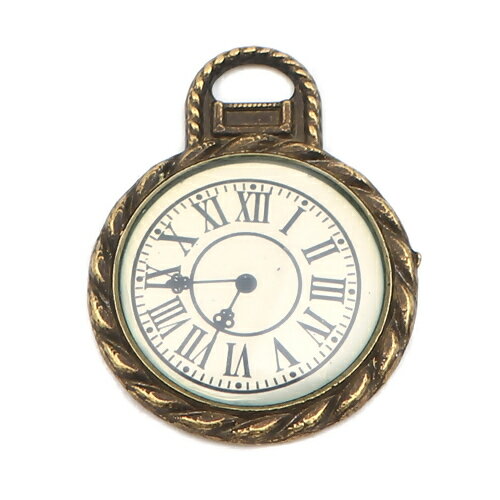 ●取寄品●メタルチャーム10個時計型 27mm×21mm