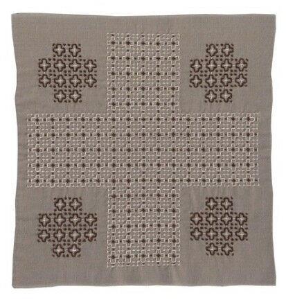 ●取寄品●オリムパス刺し子キットSashiko Textile lab　　Pray(プレイ)　花ふきん（トープ）