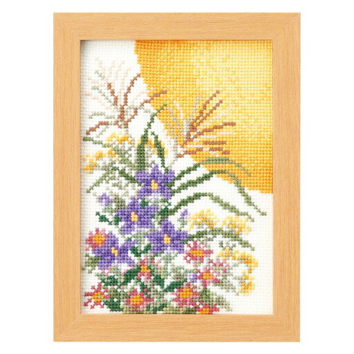 ●取寄品●ゆうパケット送料無料 クロスステッチ刺繍キット(9月 お月見の花飾り)木製フレーム付 OLYMPUSオリムパス製 ●取寄品●ゆうパケット送料無料 クロスステッチ刺繍キット(9月 お月見の花飾り)木製フレーム付 OLYMPUSオリムパス製