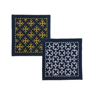 ●取寄品●一目刺しのコースター(2枚組)雪の結晶とクロスつなぎ 刺し子キット オリムパスハンドメイドシリーズ ●取寄品●一目刺しのコースター(2枚組)雪の結晶とクロスつなぎ 刺し子キット オリムパスハンドメイドシリーズ