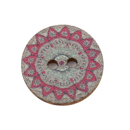 ●取寄品●ウッドクラフトボタン プリントボタン 100個 木製ボタン木のボタン／20mm