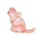 メタルチャーム (1個) エナメル猫 CATネコデザイン 17mm×16mm