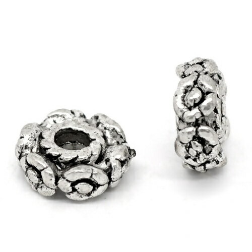 ●取寄品●メタルビーズ（約300個）花形 アンティーク風デザイン　金属製のアクセサリービーズ