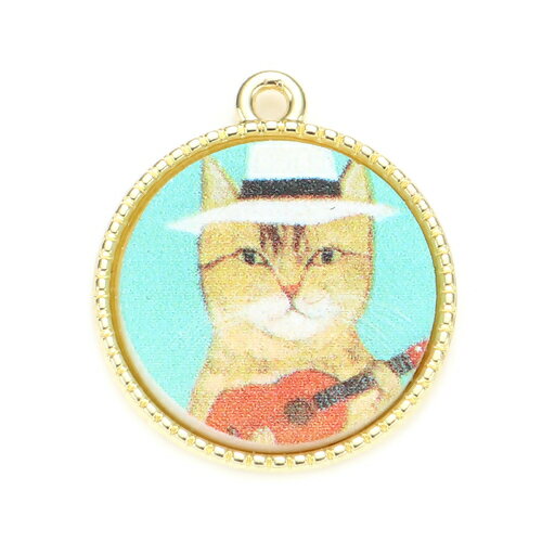 ●取寄品●メタルチャーム 5個　　猫絵画デザインパーツ（Eタイプ）　ペンダントトップバッグチャームパーツ24mm x 21mm