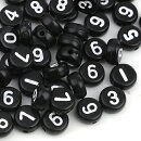 アクリルビーズ500個パック数字ナンバープラスチックビーズ（ブラックカラー）アクセサリー手芸用ビーズ7mm