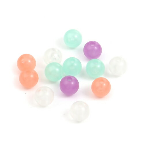 カラーアクリルビーズ 50個パック 球型カラープラビーズ(パステルMIX色)アクセサリー手芸用ビーズ10mm
